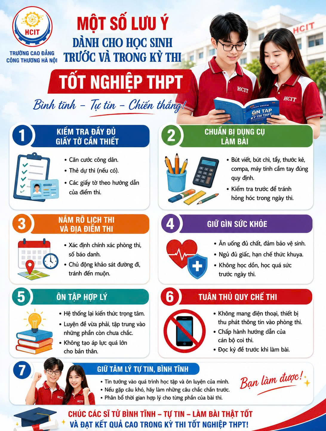 Một số lưu ý dành cho học sinh trước và trong kỳ thi tốt nghiệp thpt